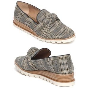 BERNARDO Jansen Gray Glen Plaid Knot Knotted Slip On Loafers Brazil Womens 7
